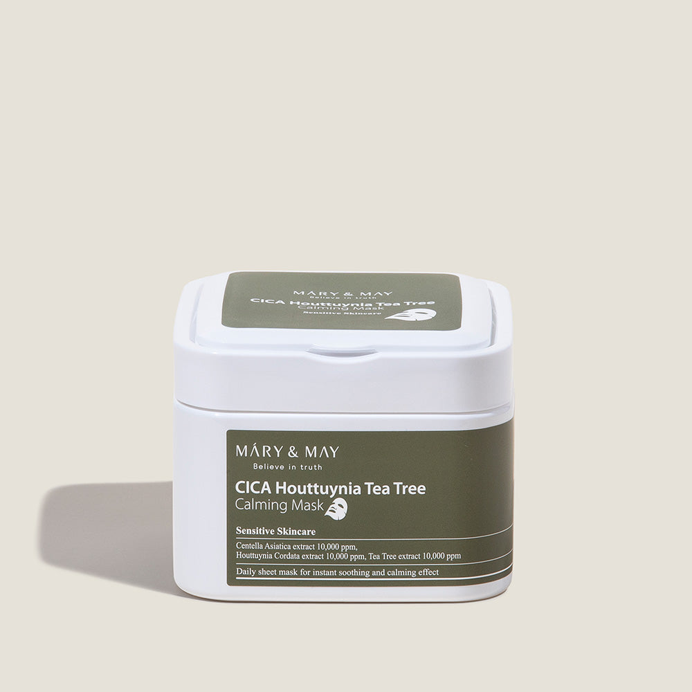 Mary&May Cica Houttuynia Tea Tree Calming Mask - Raminamųjų Veido Kaukių Rinkinys | 30vnt