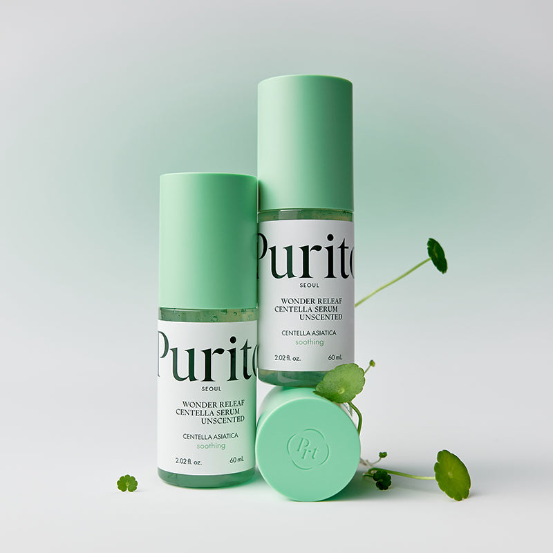 PURITO SEOUL Wonder Releaf Centella Serum Unscented veido serumas su centele | Korėjietiška Kosmetika