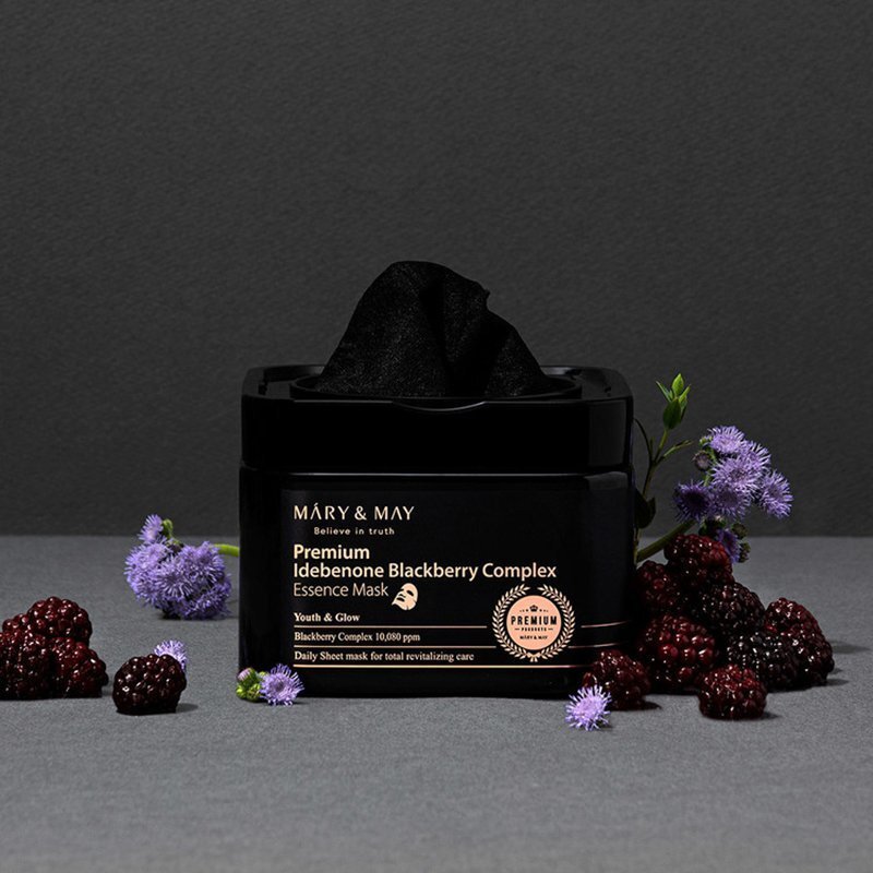 Mary&May Premium Idebenon Blackberry Complex Essence Mask - Lakštinių Veido Kaukių Rinkinys | 20vnt